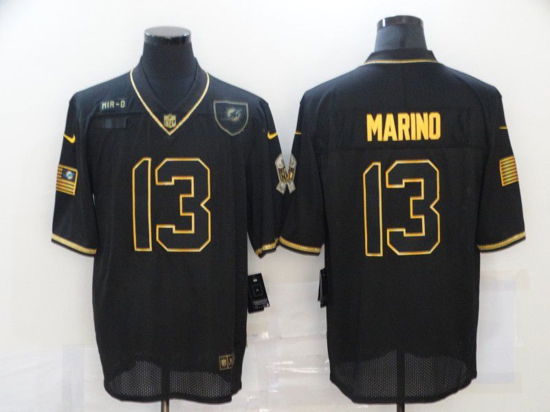 Men Miami Dolphins 13 Marind Black Retro Gold Lettering 2020 Nike NFL Jersey